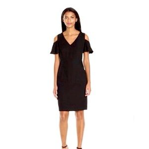 Calvin Klein Cold Shoulder Black V-Neck Dress